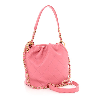 Chanel Lambskin Quilted Antique Signs Drawstring Bag Pink 3 of 11