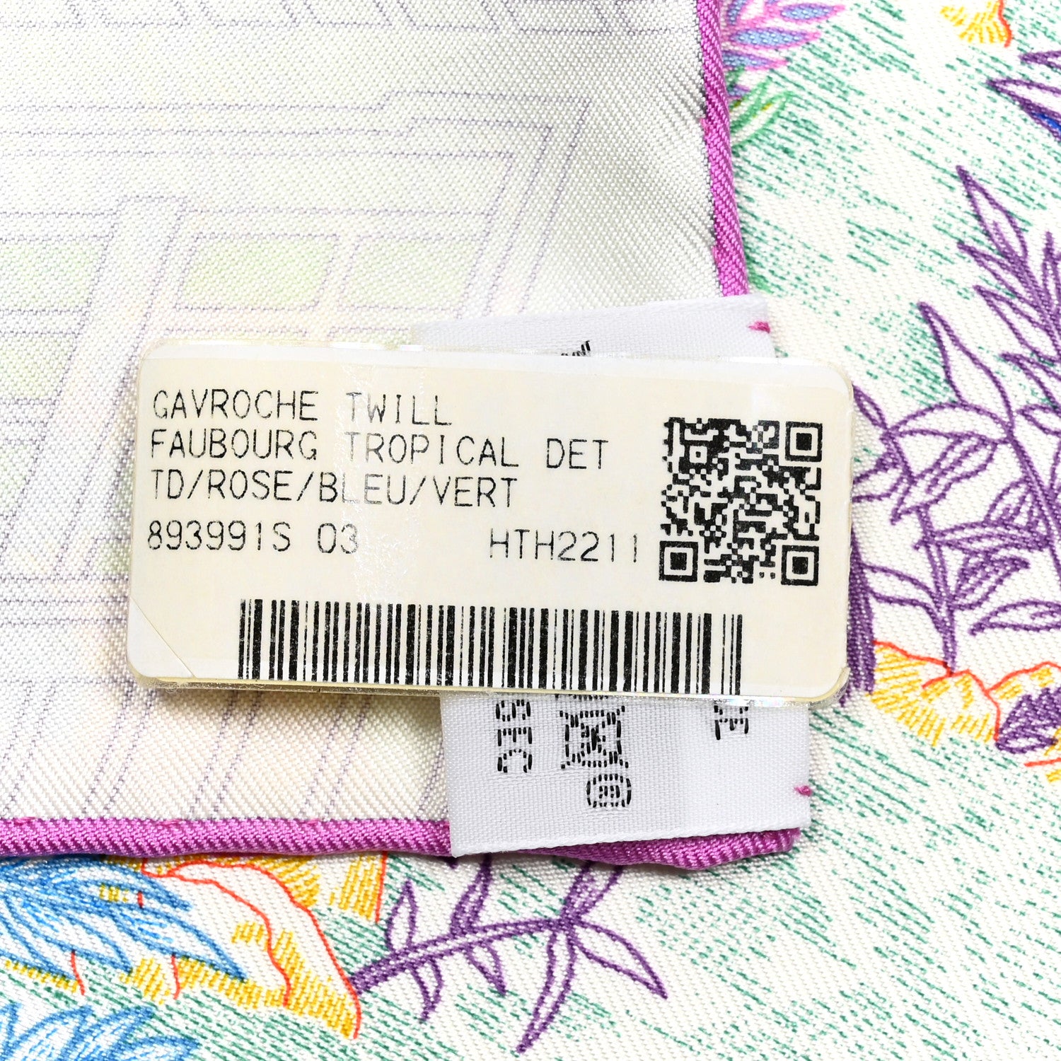 Hermes Silk Twill Faubourg Tropical Square 45 Rose Bleu Vert 4 of 4