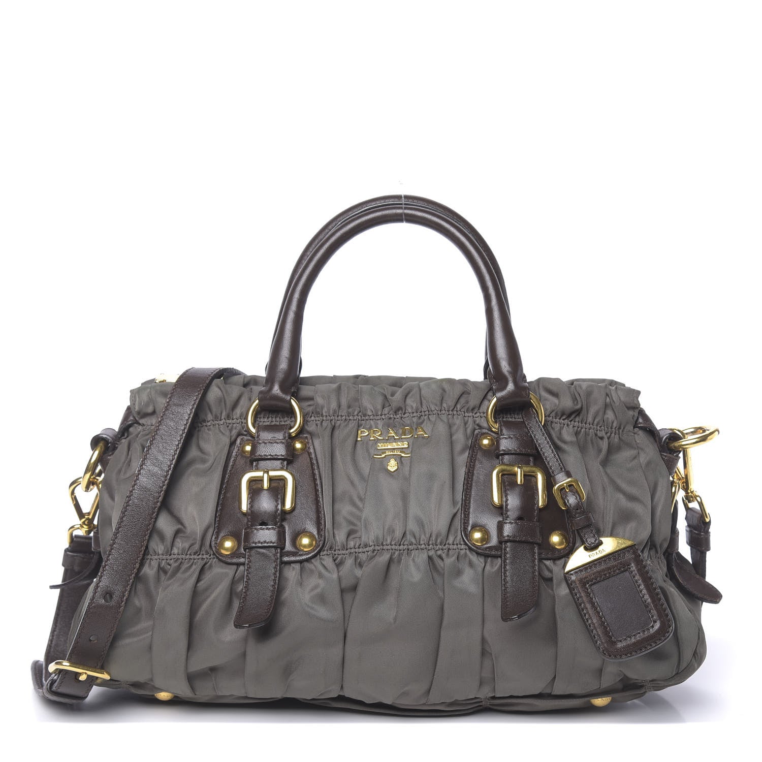 Prada Tessuto Nylon Gaufre Shopping Satchel Fumo 1 of 10