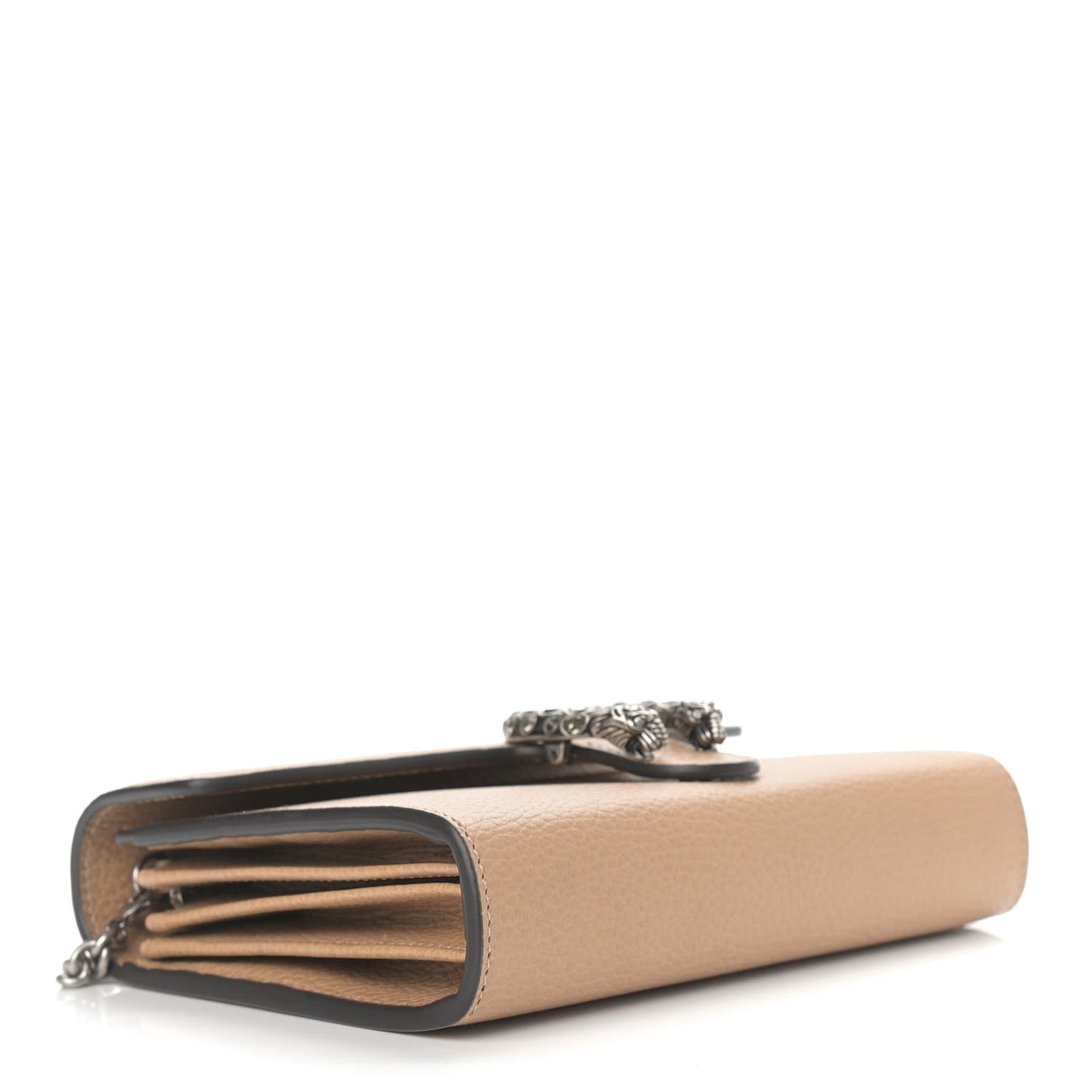 Dollar Calfskin Crystal Mini Dionysus Chain Wallet Natural Tan Black Diamond