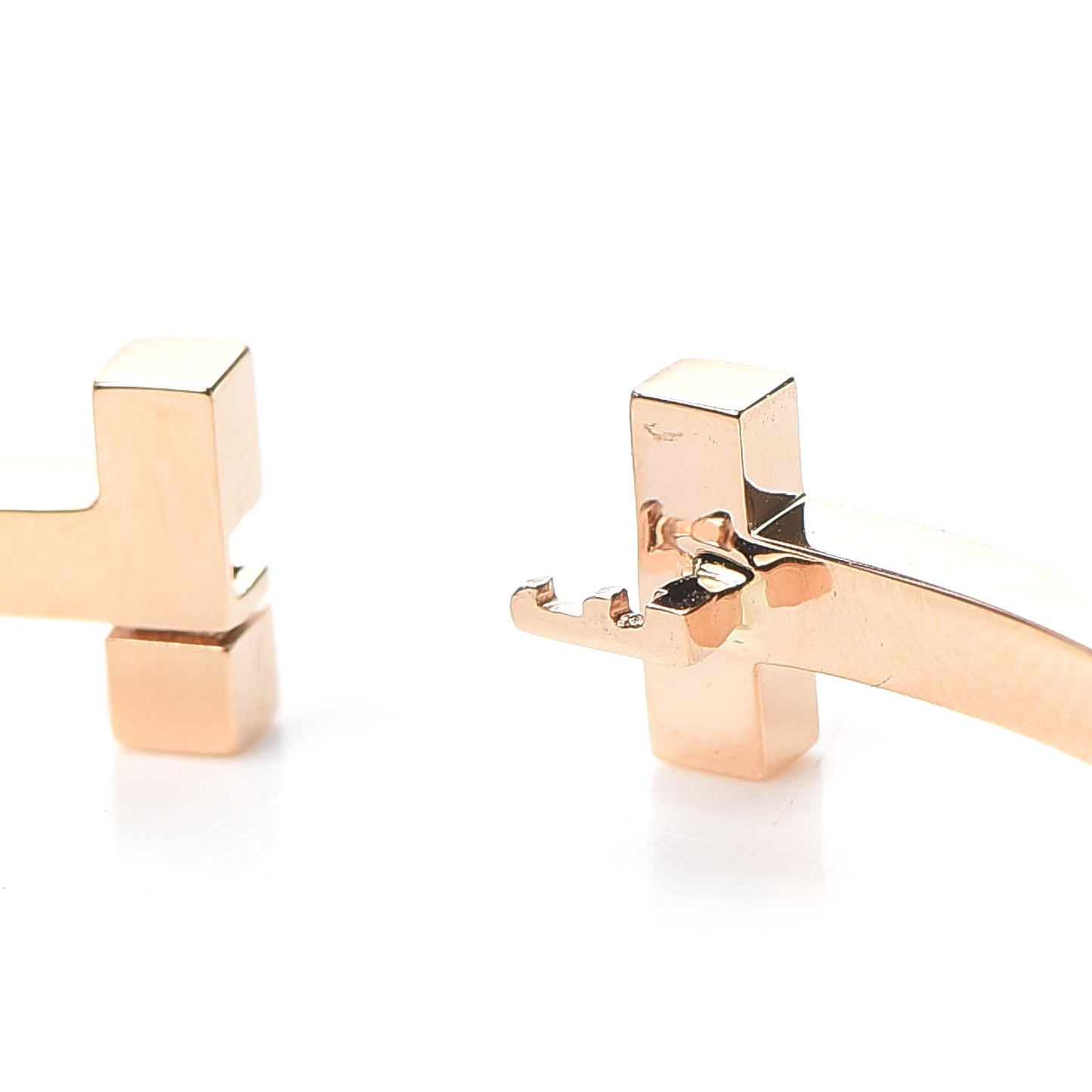 18K Rose Gold Narrow T T1 Hinged Bangle Bracelet