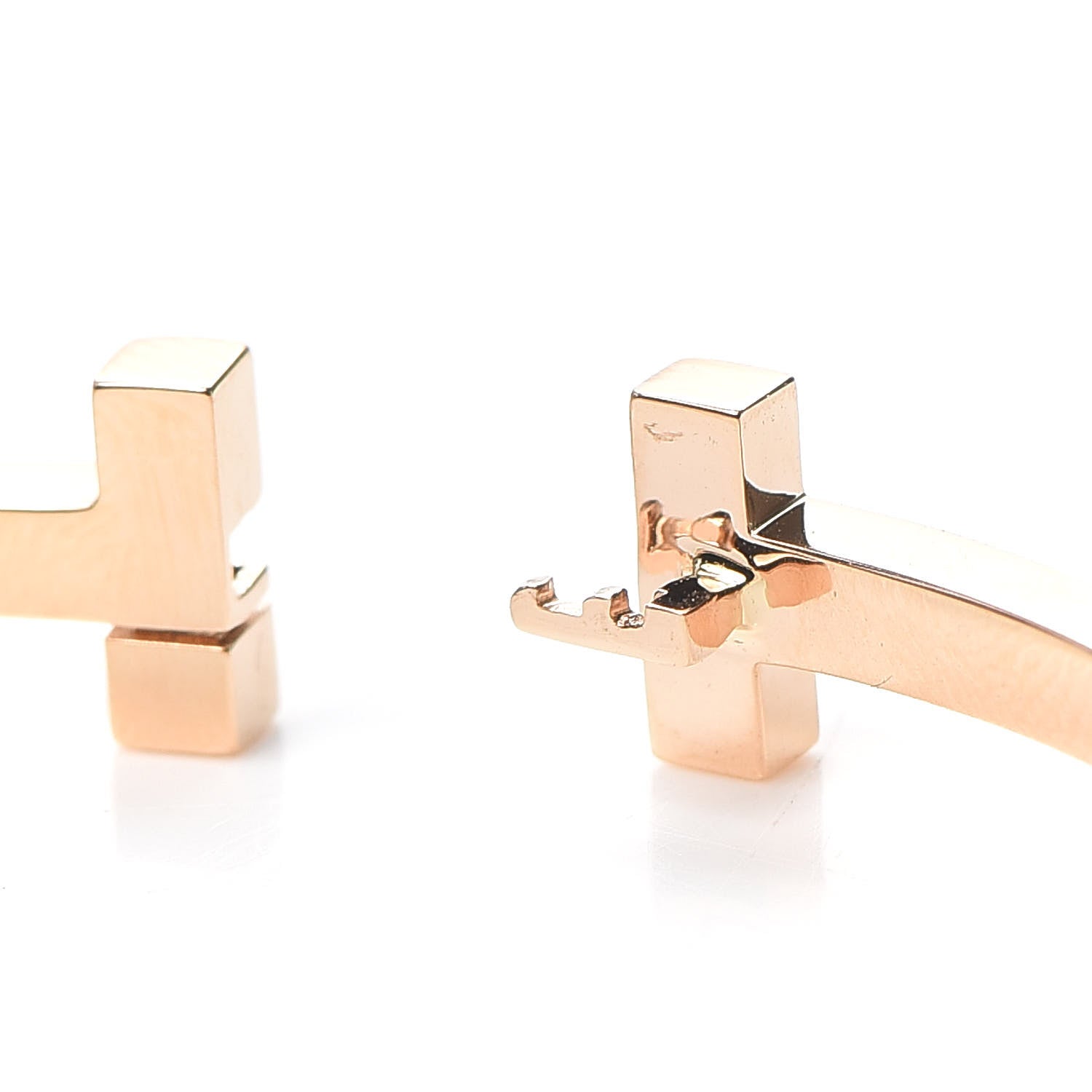 Tiffany 18K Rose Gold Narrow T T1 Hinged Bangle Bracelet 5 of 6