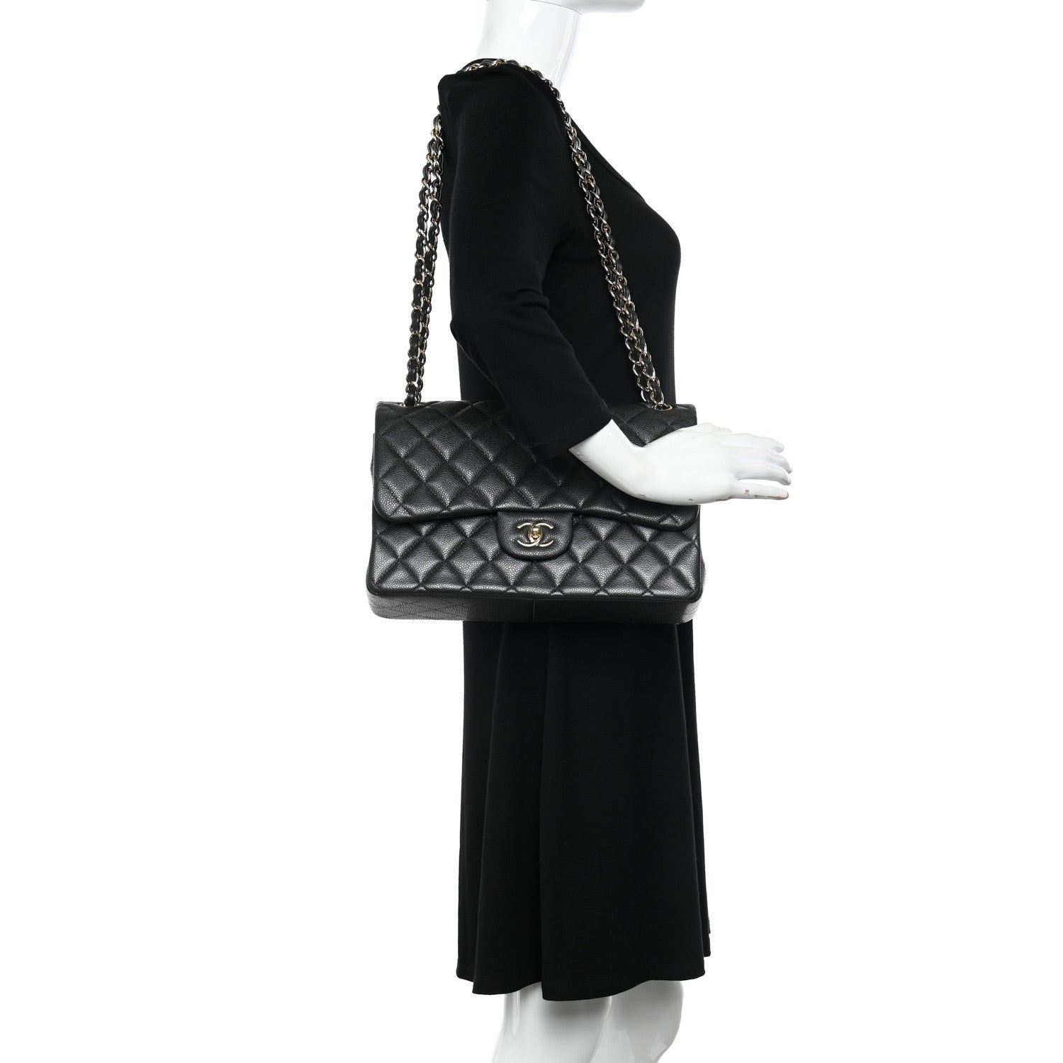 Chanel Caviar Quilted Jumbo Double Flap Dark Grey 2 of 12