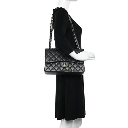 Chanel Caviar Quilted Jumbo Double Flap Dark Grey 2 of 12