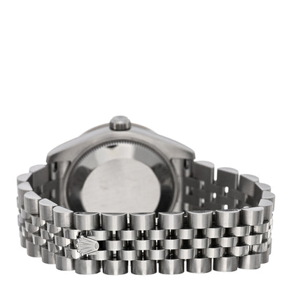 Rolex Stainless Steel 18K White Gold Diamond Bezel 31mm Oyster Perpetual Datejust Watch Silver Roman 178384 3 of 5