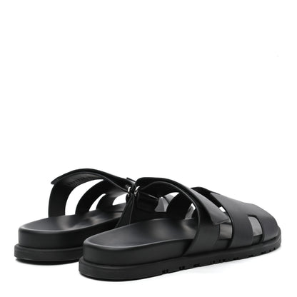 Hermes Calfskin Mens Chypre Sandals 43 Black 4 of 9
