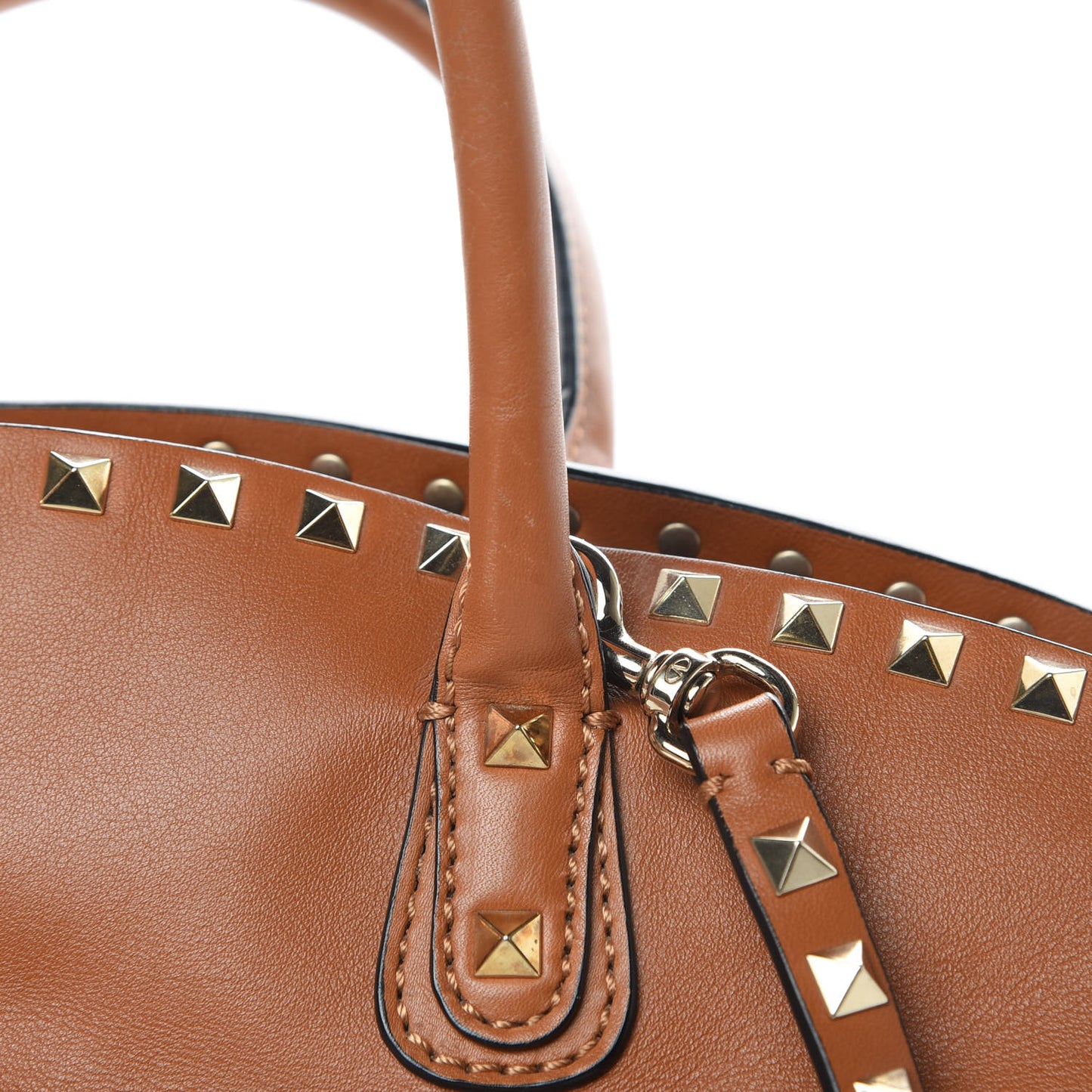 Vitello Rockstud Dome Shopper Light Cuir