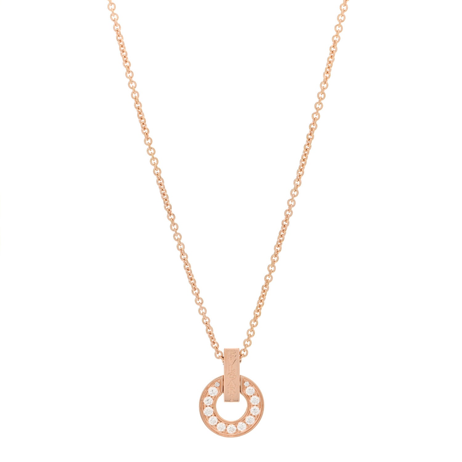 Bulgari 18K Rose Gold Diamond BVLGARI BVLGARI Open Work Pendant Necklace 1 of 4