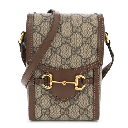 Gucci GG Supreme Monogram Mini Horsebit 1955 Crossbody Bag Beige Brown Sugar 1 of 11