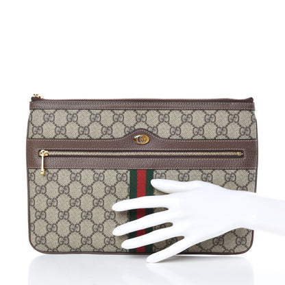 Gucci GG Supreme Monogram Large Ophidia Pouch Clutch Brown 2 of 10