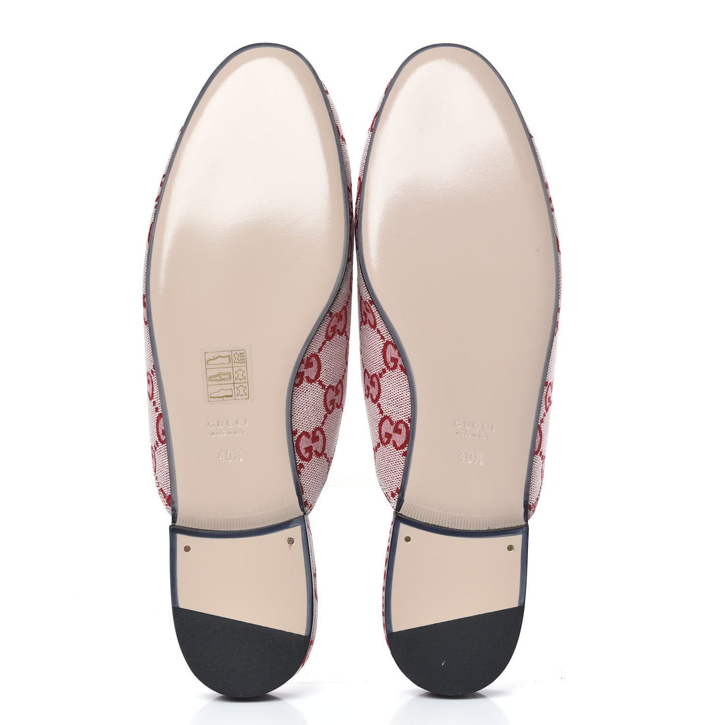 Canvas GG Monogram Horsebit Womens Princetown Slippers 40.5 Gardenia Hibiscus Red