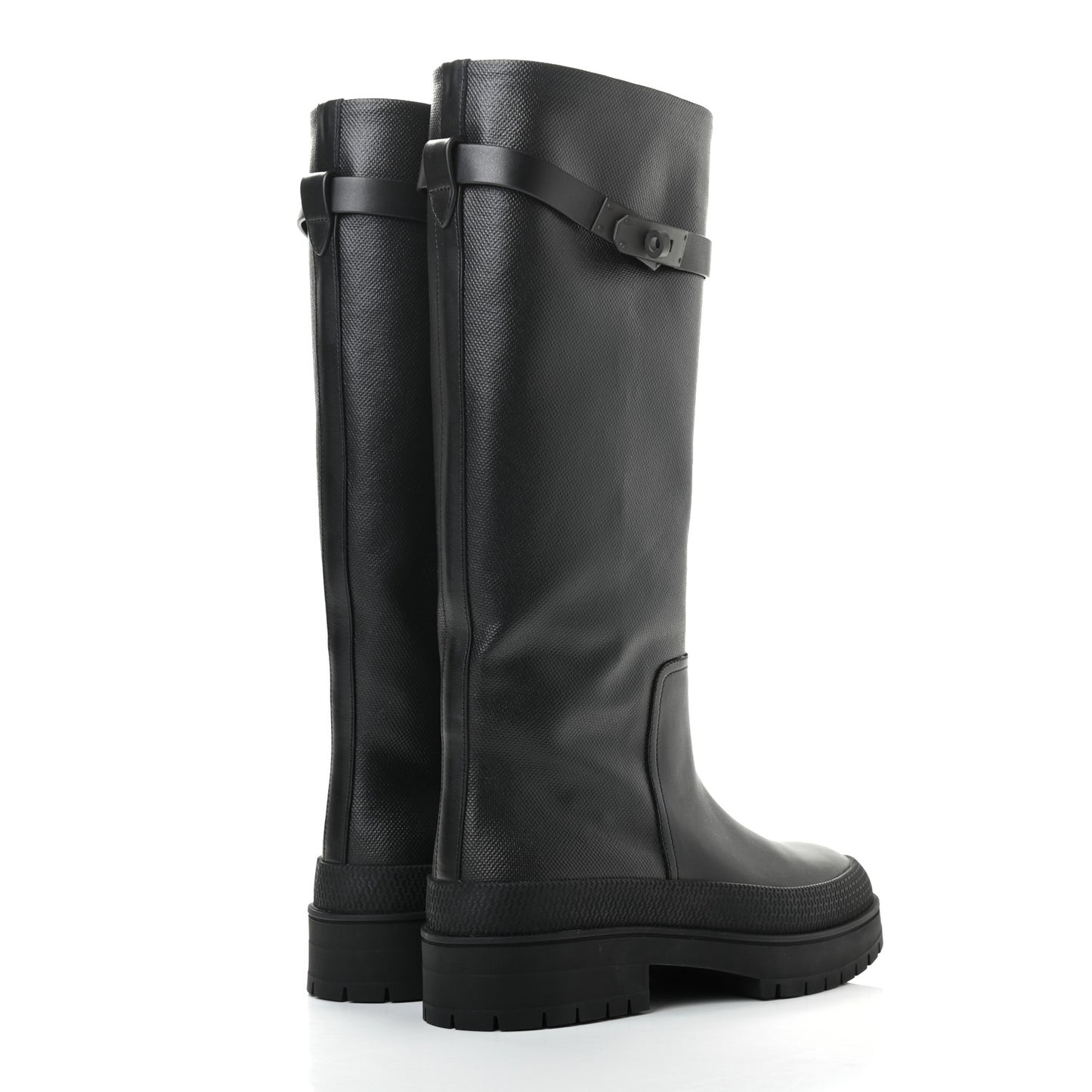 Coated Canvas Calfskin Barn Boots 37.5 Black