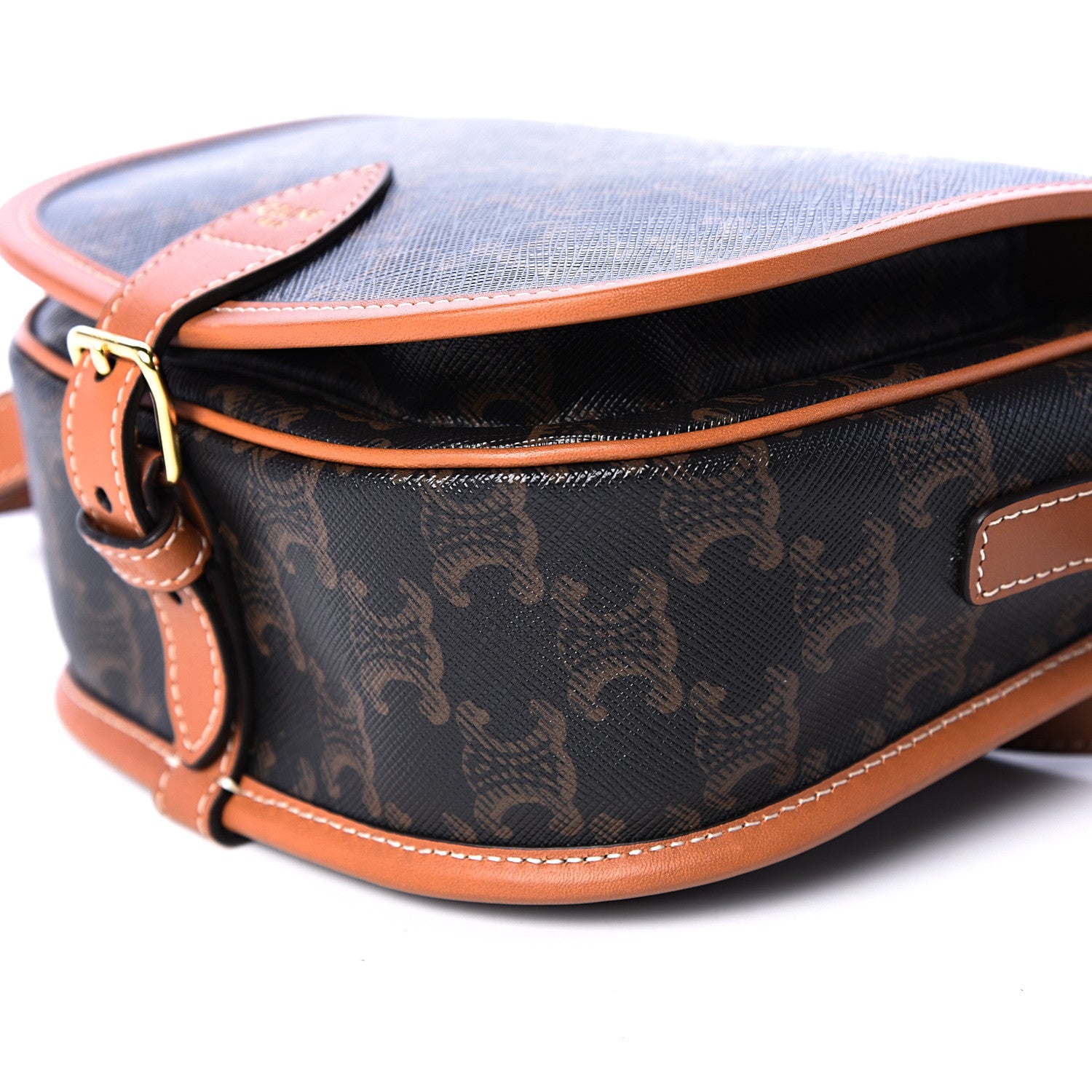Celine Triomphe Canvas Medium Folco Bag Tan 9 of 10