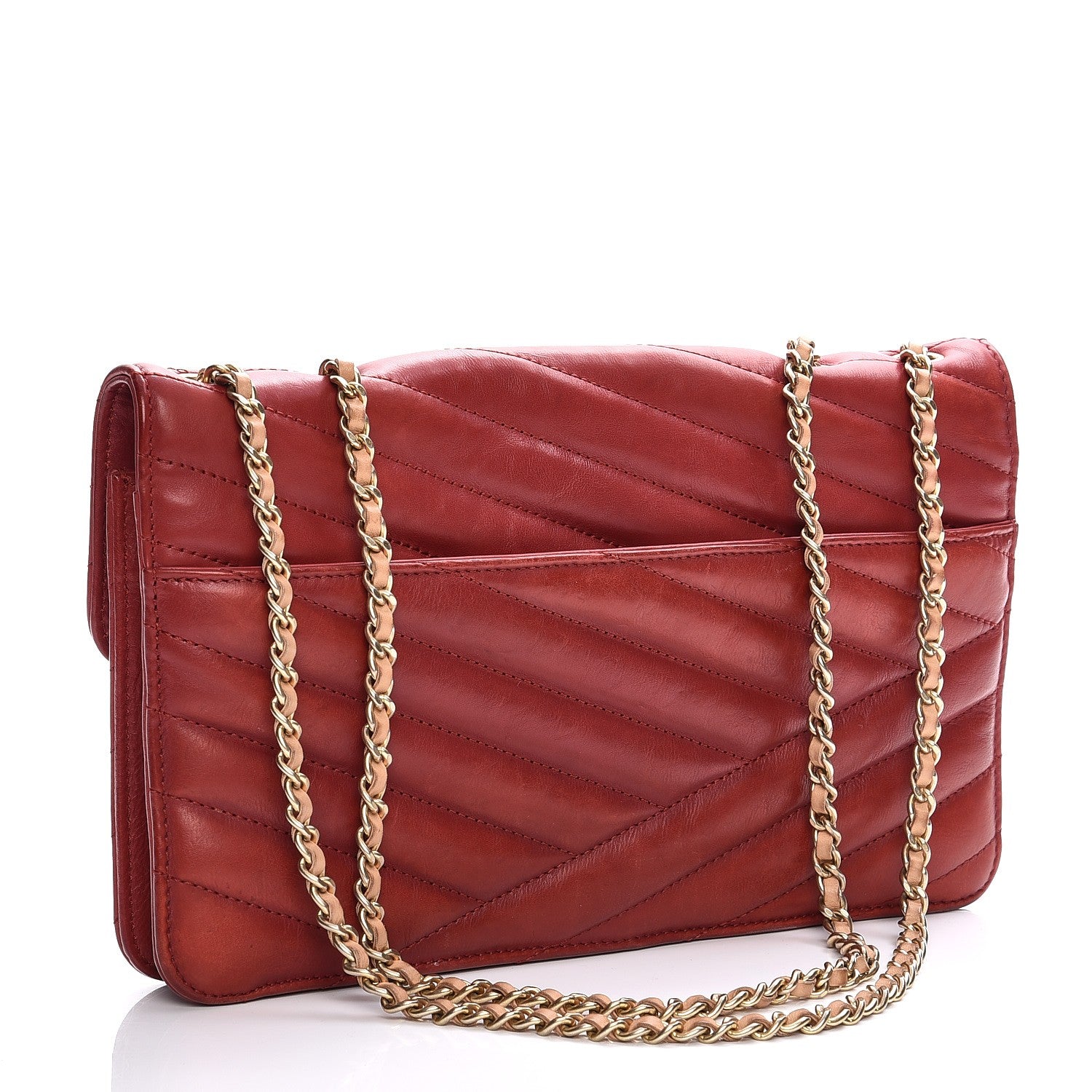 Chanel Calfskin Chevron Quilted Gabrielle Flap Red 3 of 10
