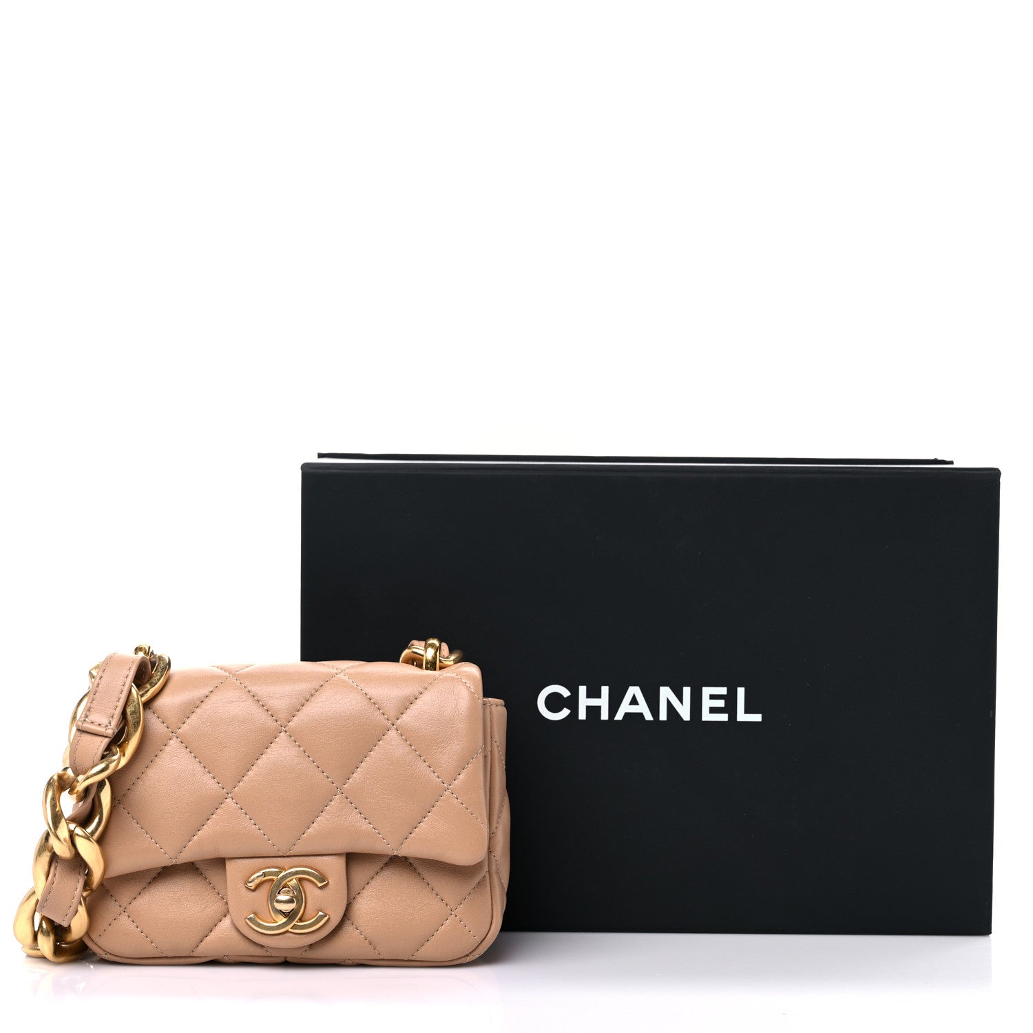 Chanel Lambskin Quilted Mini Funky Town Flap Beige 10 of 10