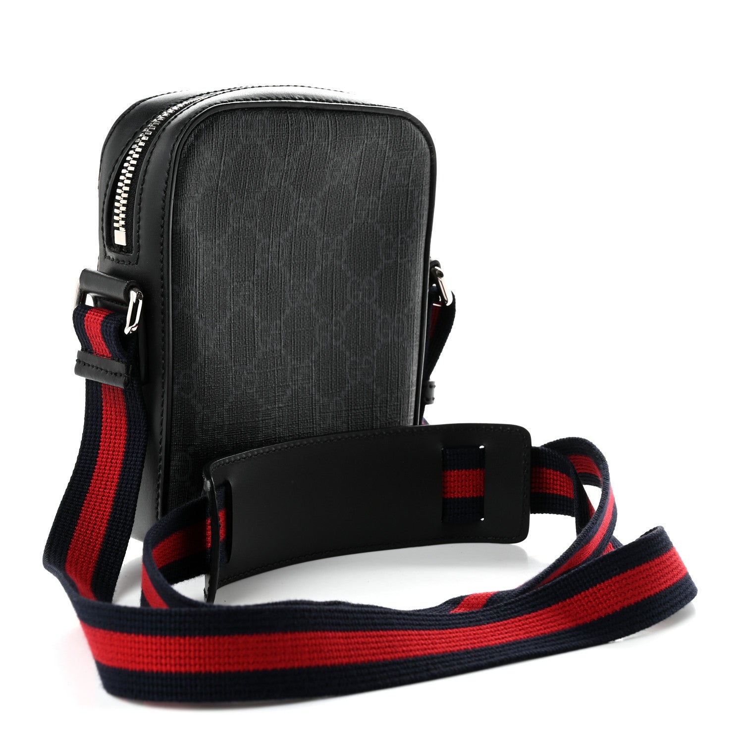 Gucci GG Supreme Monogram Appia Calfskin Web Small Camera Messenger Bag Black Grey 3 of 11