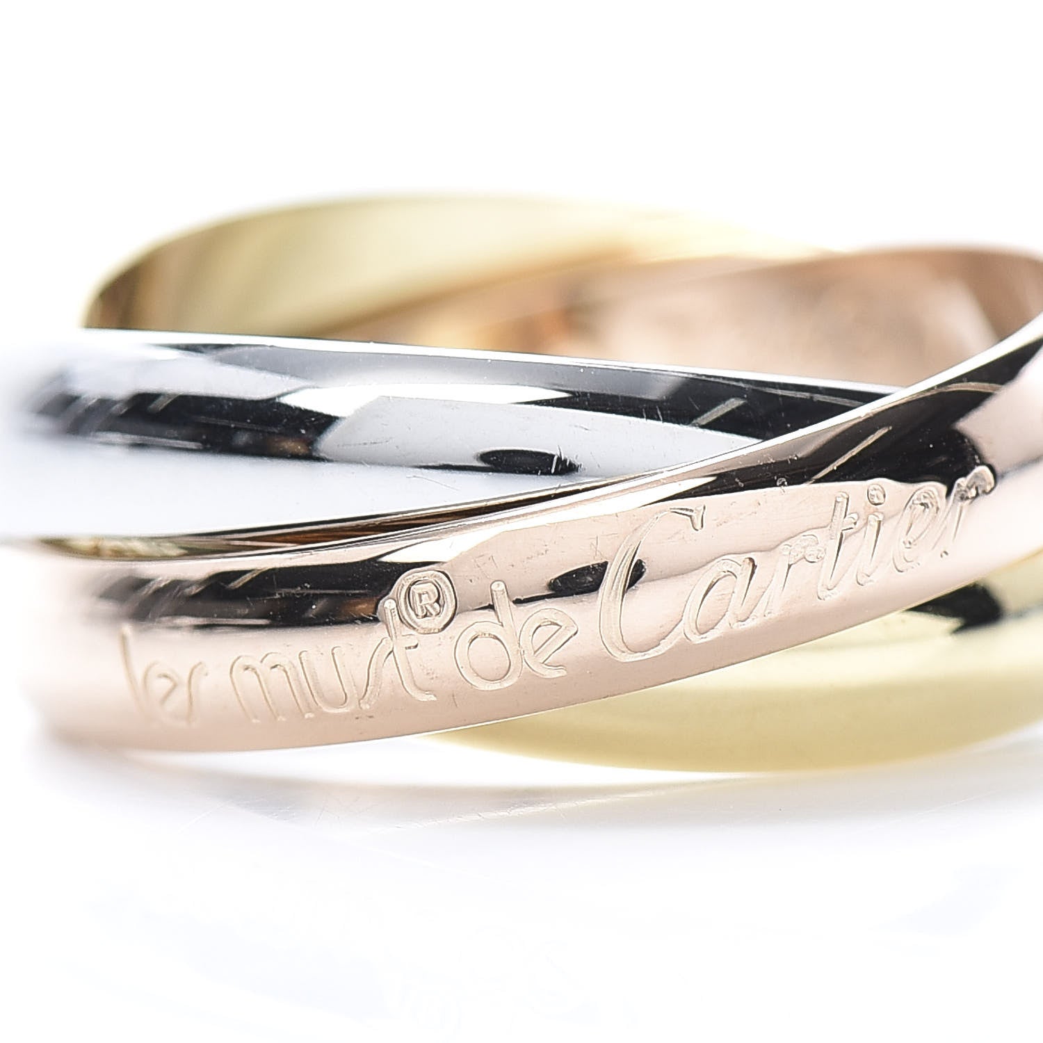 Cartier 18K Pink Yellow White Gold Classic Les Must De Trinity Ring 52 6 4 of 7