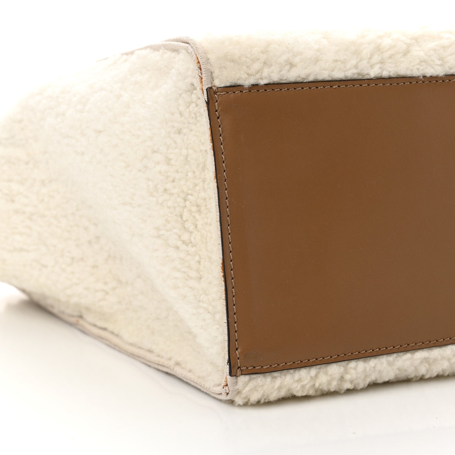 Fendi Shearling Vitello King Logo Medium Fendi Sunshine Shopper Tote White 9 of 19