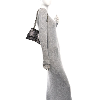 Balenciaga Metallic Crushed Calfskin Quilted Small Crush Chain Bag Steel Grey 2 of 10