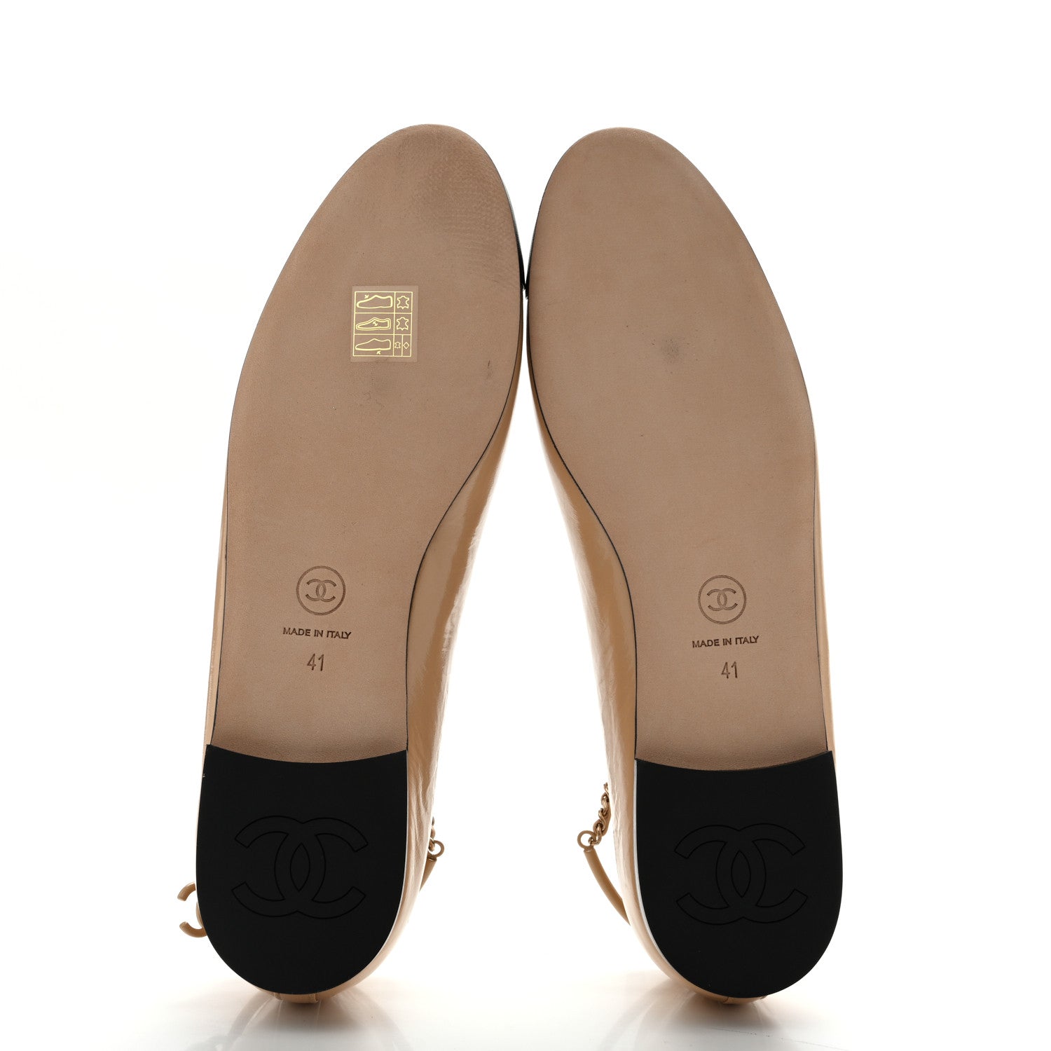 Chanel Lambskin Cap Toe Ankle Chain Ballerina Flats 41 Beige Black 6 of 12