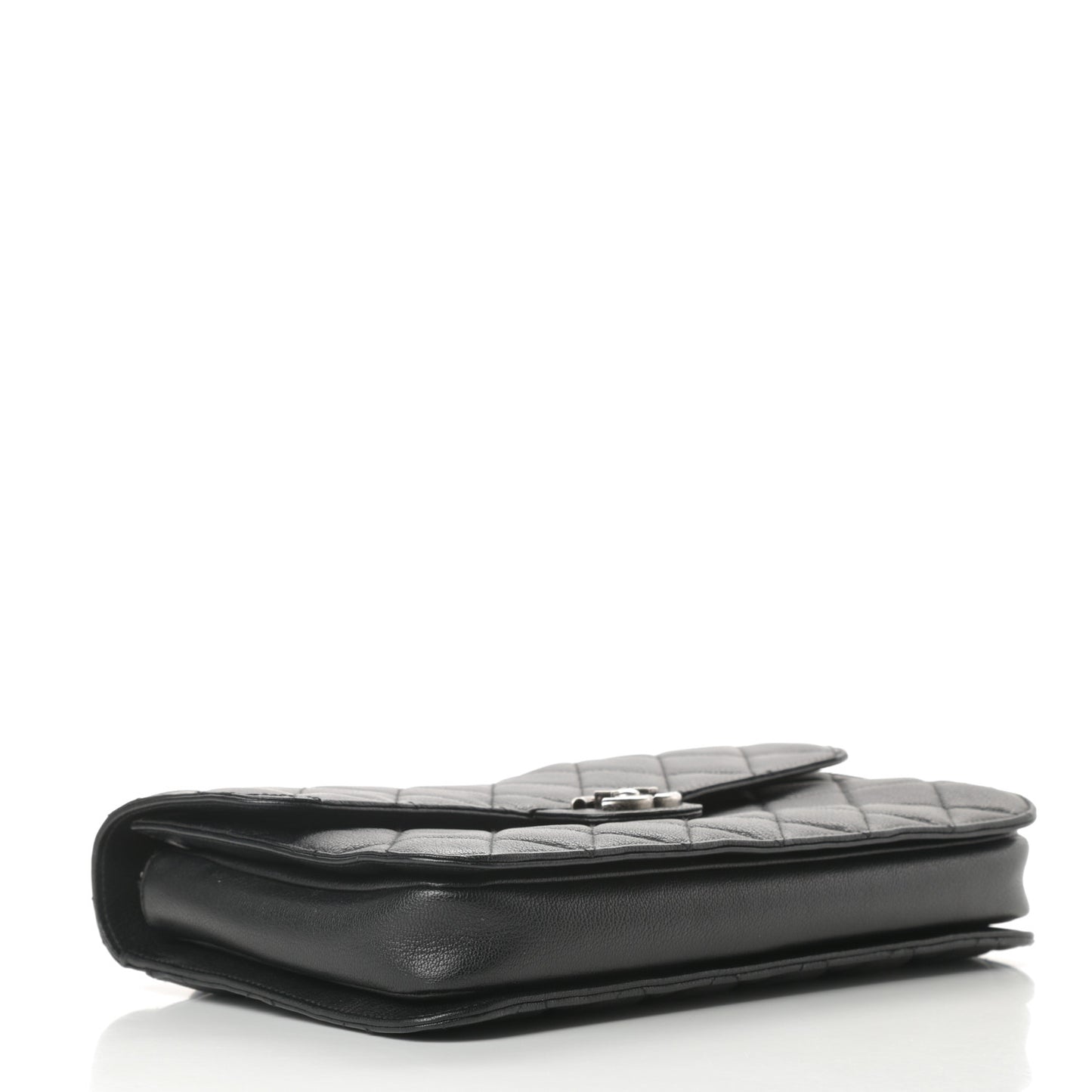 Goatskin Quilted Large Perfect Edge Flap Black