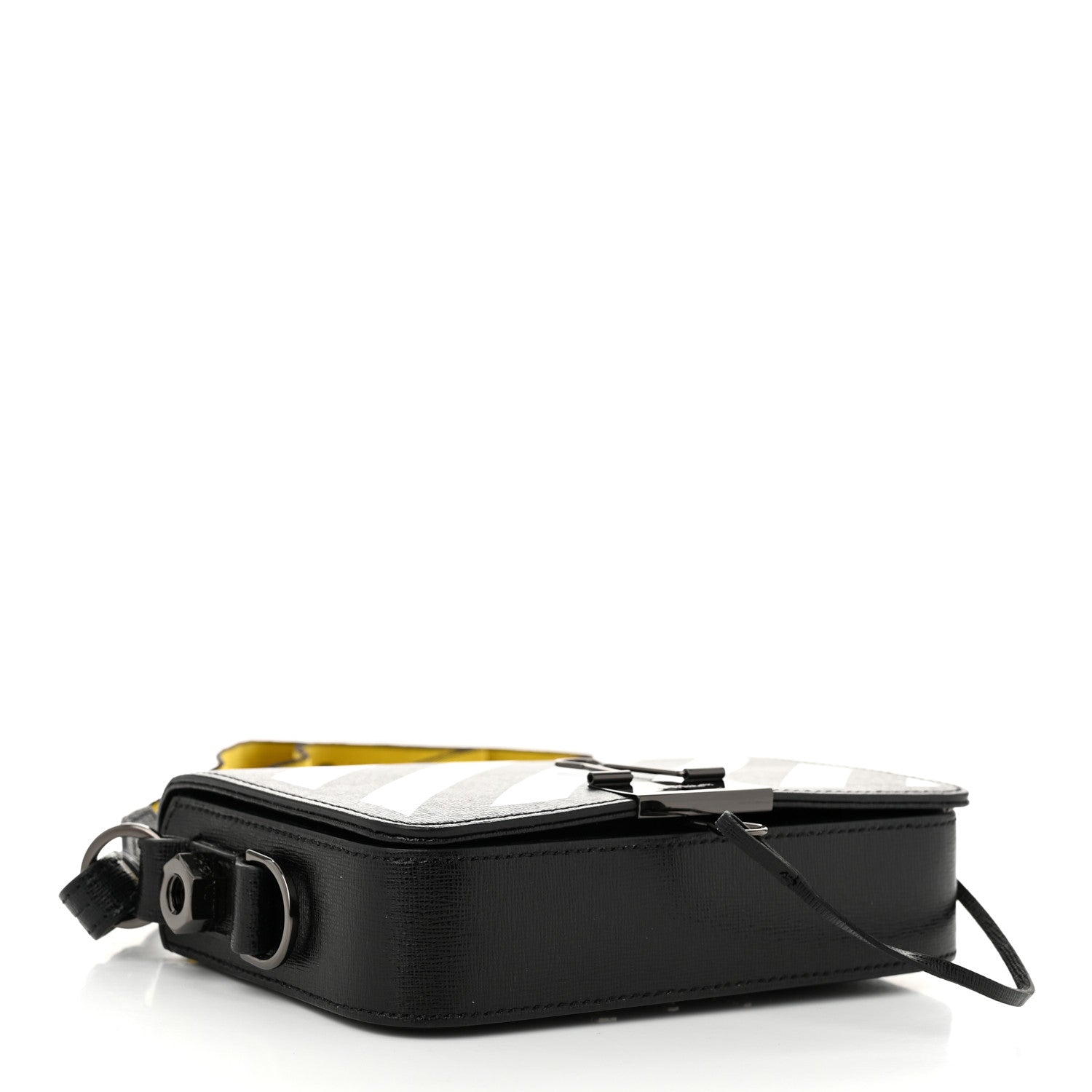 Off-White Saffiano Striped Mini Diag Binder Clip Bag Black White Yellow 4 of 14