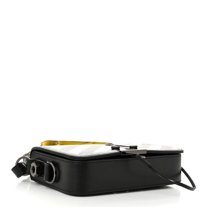 Off-White Saffiano Striped Mini Diag Binder Clip Bag Black White Yellow 4 of 14