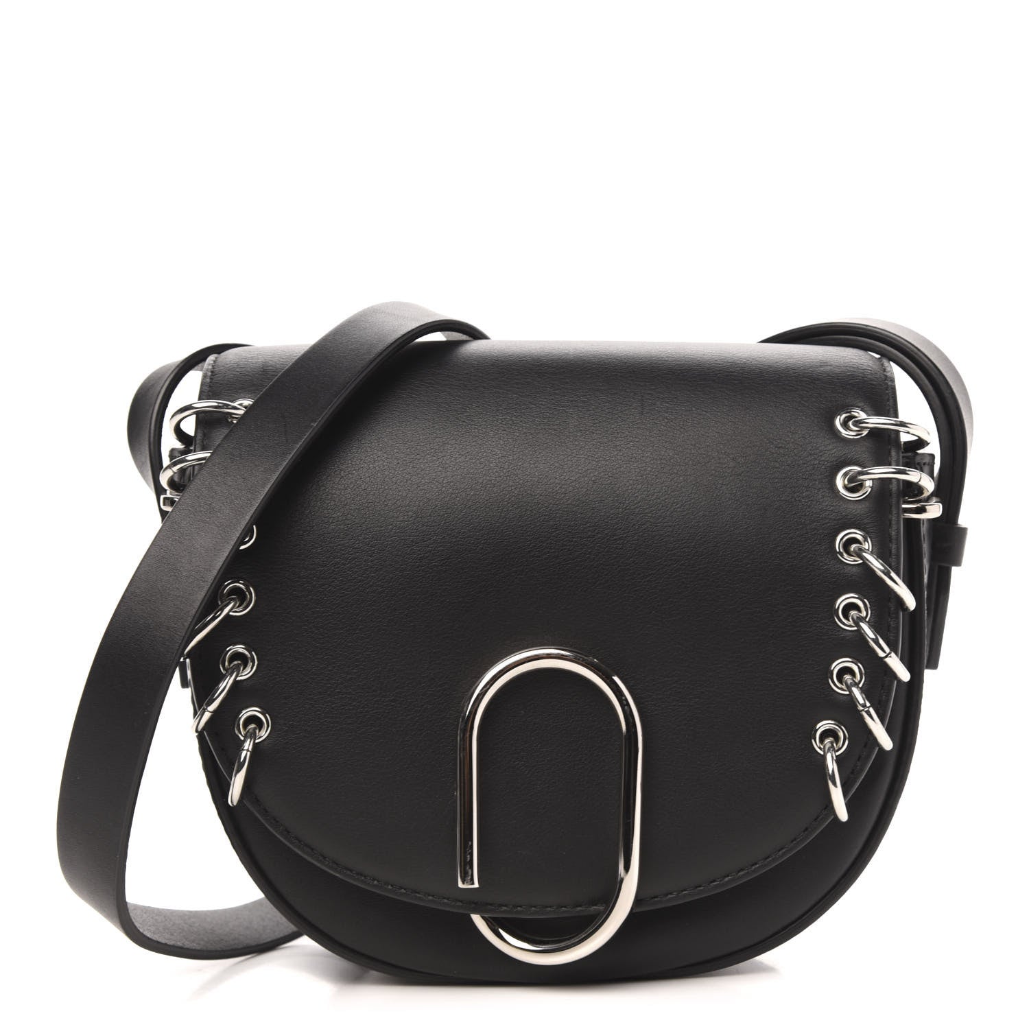 3.1 Phillip Lim 3.1 Calfskin Alix Rings Saddle Crossbody Bag Black 1 of 11