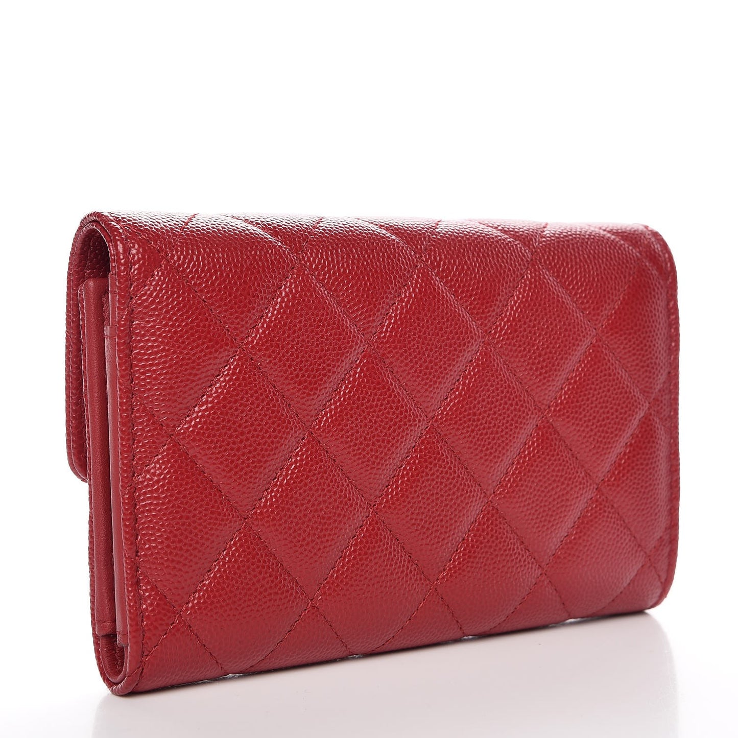 Caviar Quilted Medium Flap Wallet Dark Red