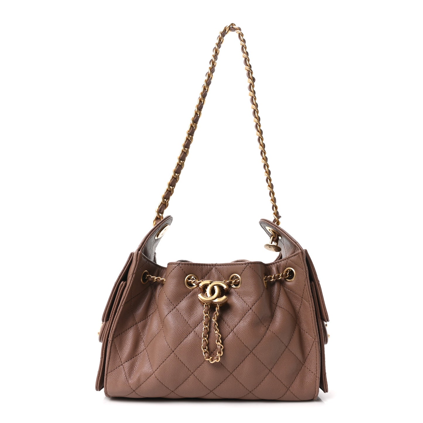 Caviar Quilted Mini Chanel 25 Handbag Brown
