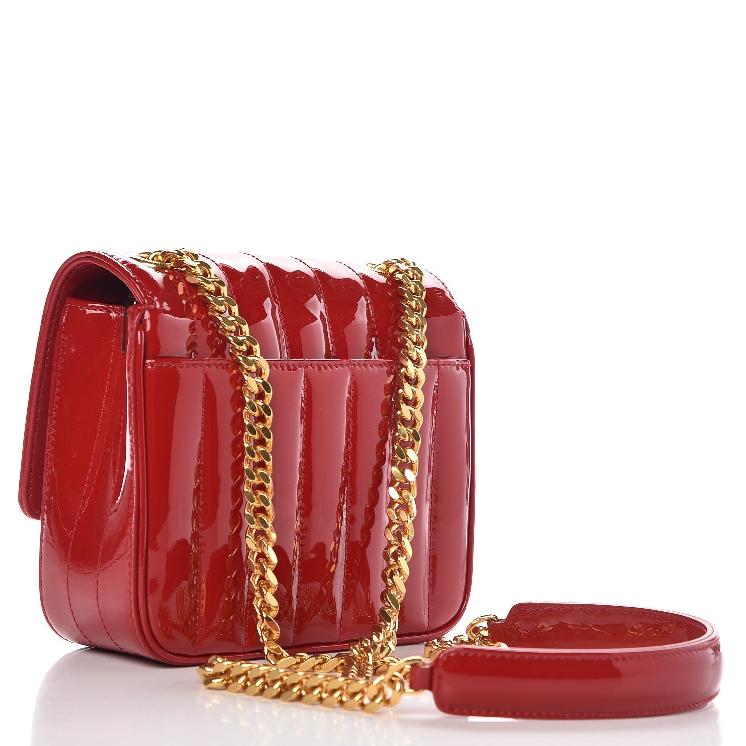 Saint Laurent Patent Matelasse Monogram Small Vicky Chain Bag Red 3 of 8
