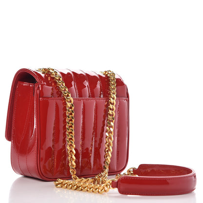 Saint Laurent Patent Matelasse Monogram Small Vicky Chain Bag Red 3 of 8