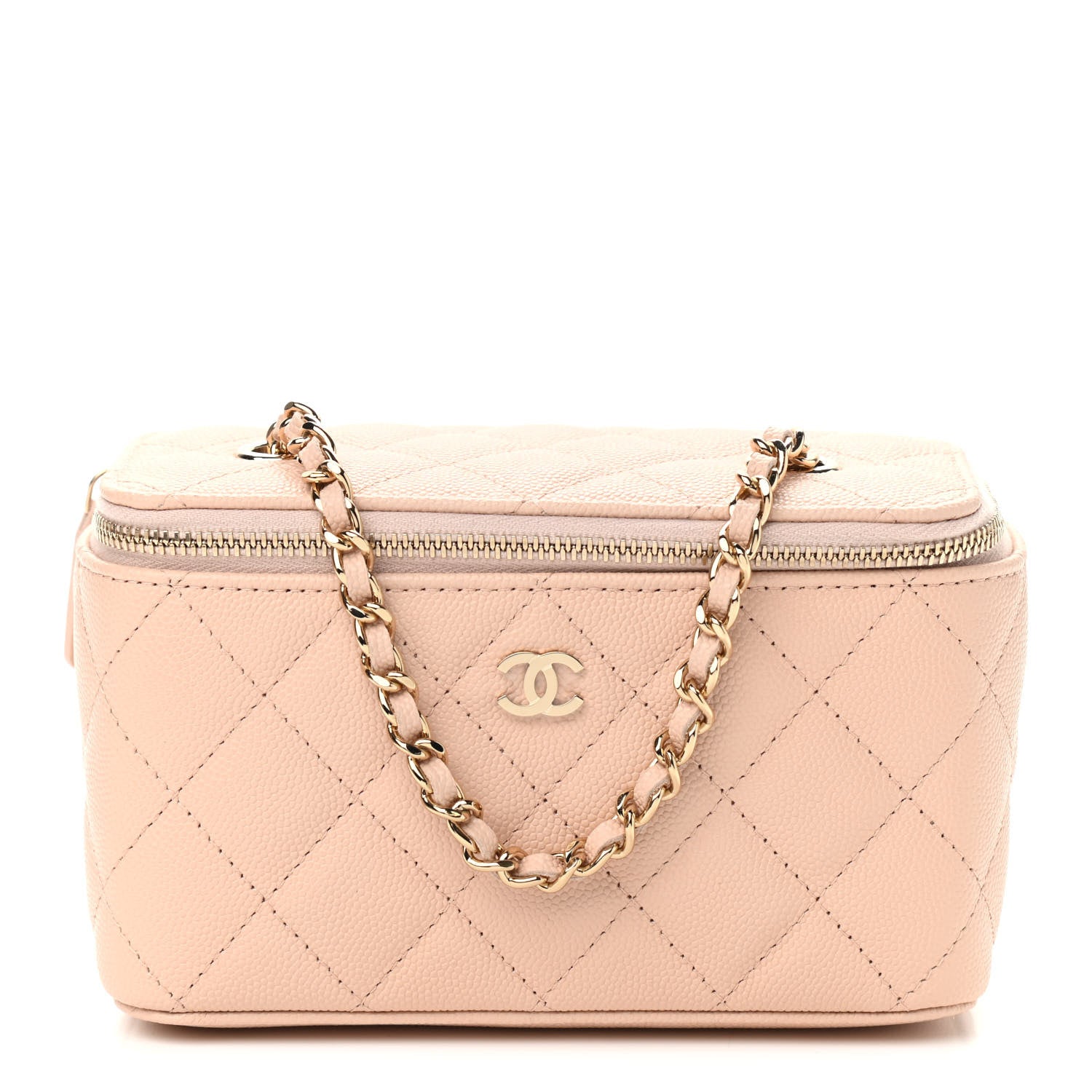 Chanel Caviar Quilted Small Vanity Case With Chain Light Beige 1 of 9