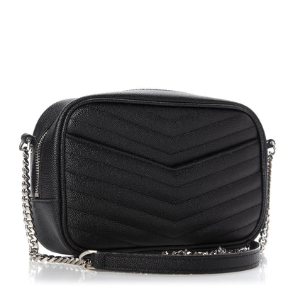 Saint Laurent Grain De Poudre Matelasse Monogram Mini Lou Camera Bag Black 3 of 10