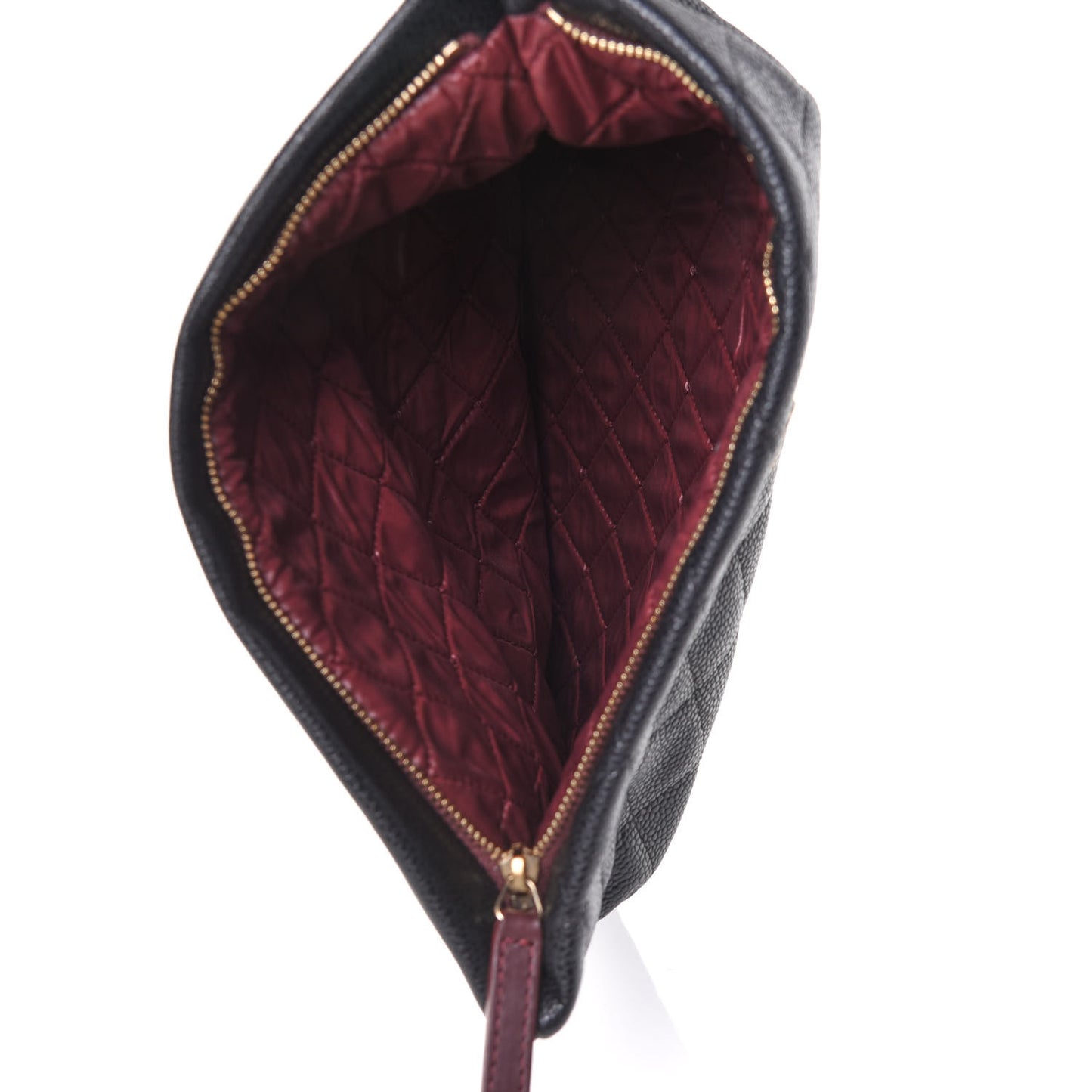 Caviar Quilted CC Beauty Clutch Black