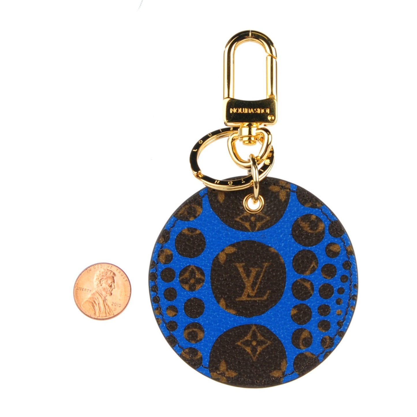 Monogram Kusama Pumpkin Dots Key Ring Blue