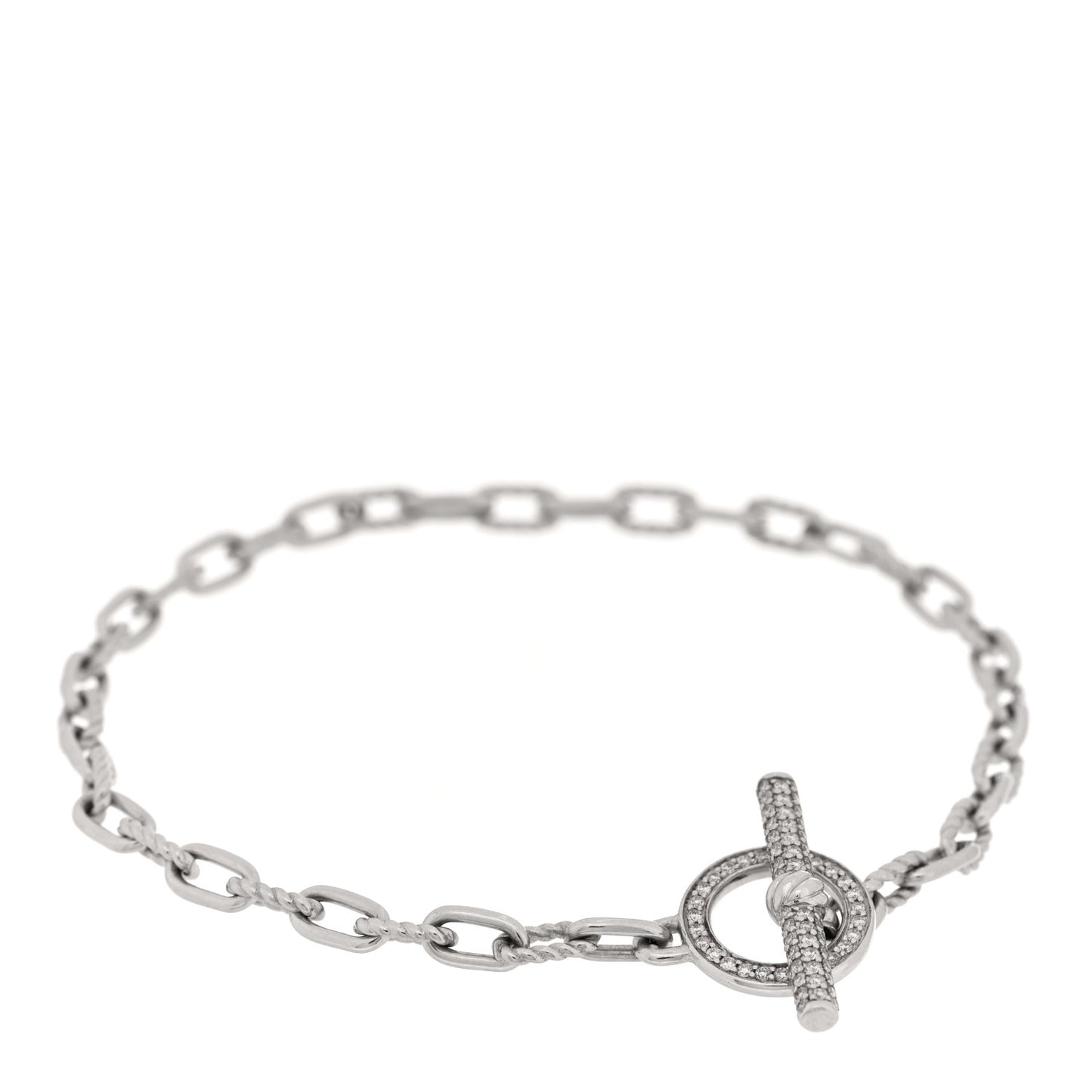 Sterling Silver Diamond DY Madison Pave Toggle Chain Bracelet