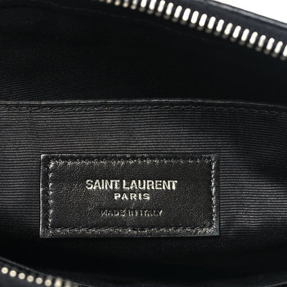 Saint Laurent Calfskin Matelasse Chevron Monogram A5 Wristlet Black 6 of 9