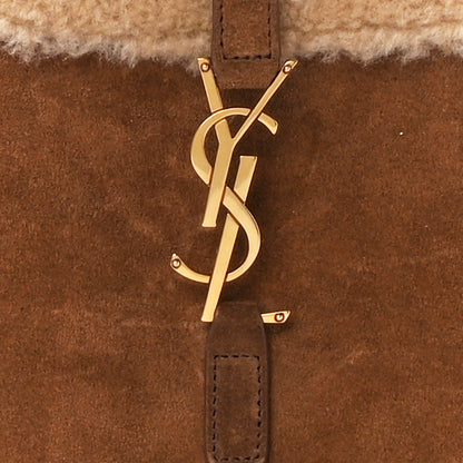 Saint Laurent Suede Calfskin Shearling Le 5 A 7 Hobo Dark Cigar Natural Beige 8 of 11