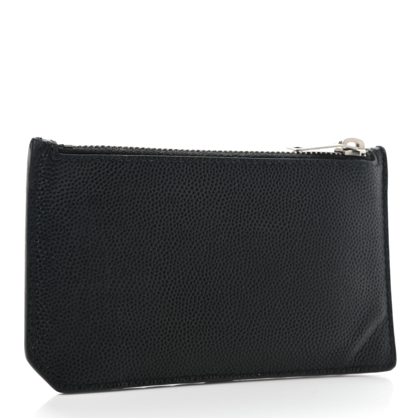 Grained Calfskin 5 Fragments Zip Pouch Card Holder Black