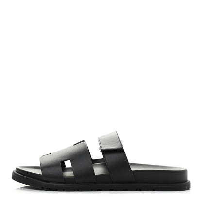 Hermes Calfskin Mens Chypre Sandals 42 Black 1 of 9
