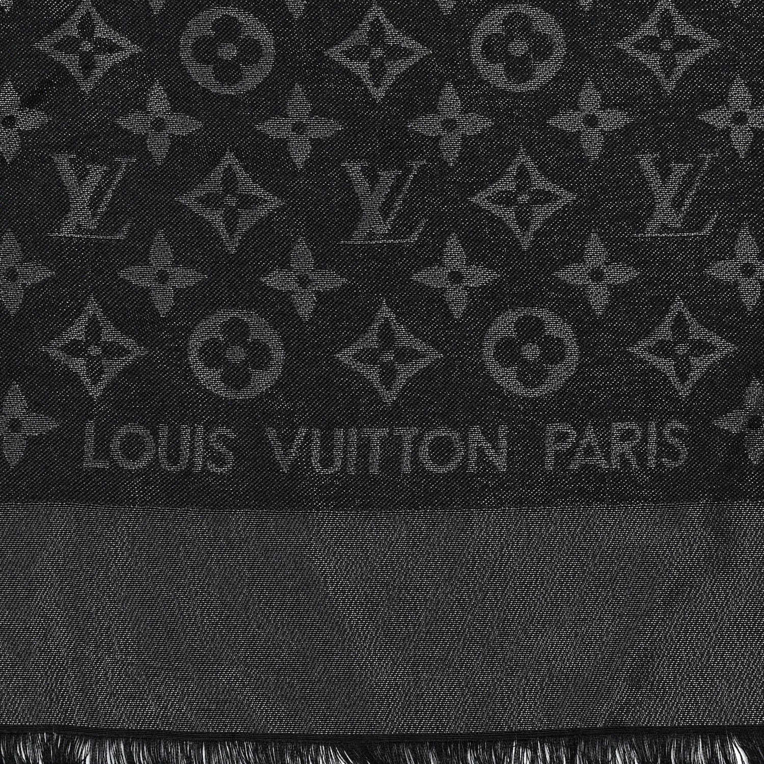 Louis Vuitton Silk Lurex Wool Monogram Shine Shawl Black 2 of 4