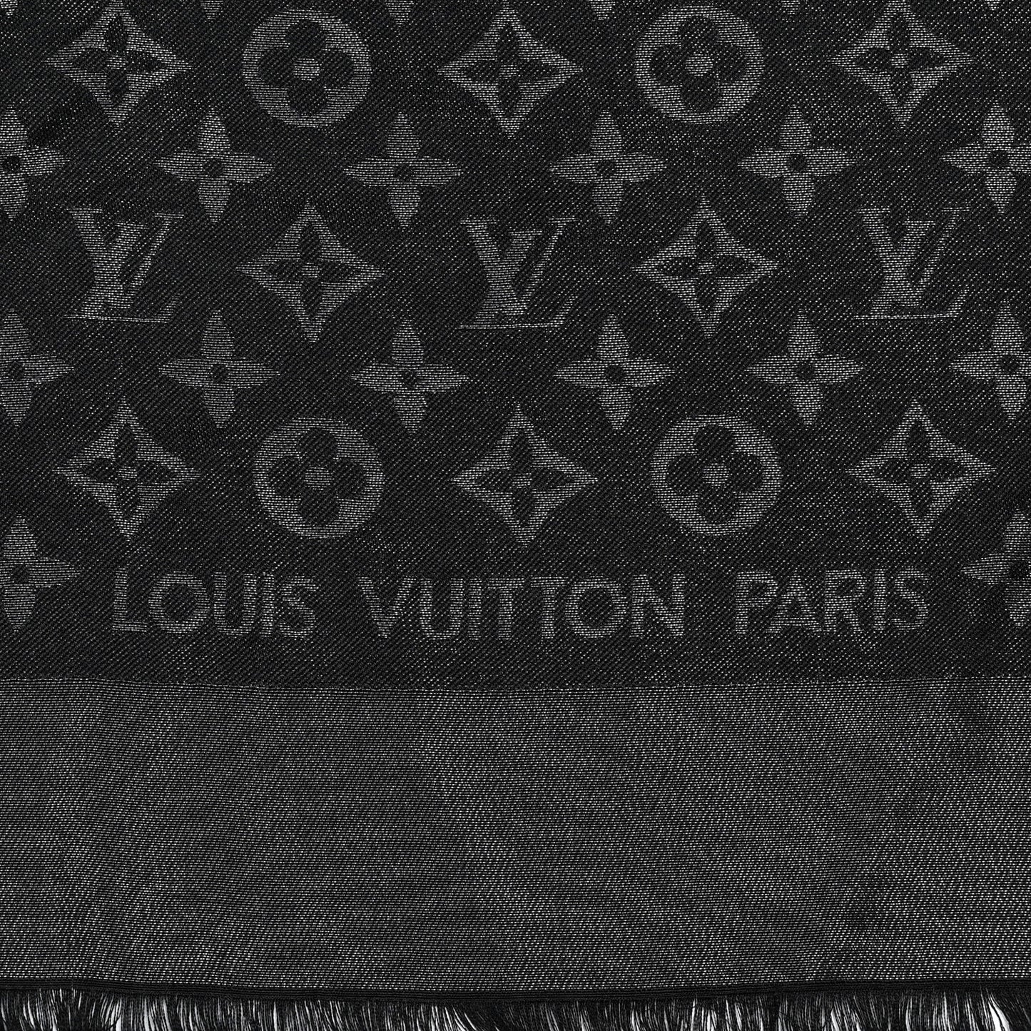Silk Lurex Wool Monogram Shine Shawl Black