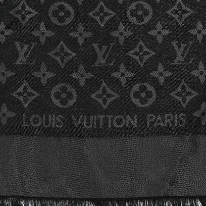 Louis Vuitton Silk Lurex Wool Monogram Shine Shawl Black 2 of 4