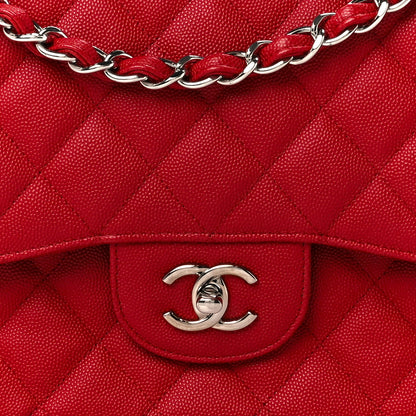 Chanel Caviar Quilted Jumbo Double Flap Red 9 of 11