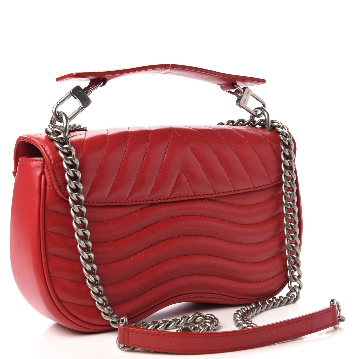 Louis Vuitton Calfskin New Wave Chain MM Ecarlate 3 of 10