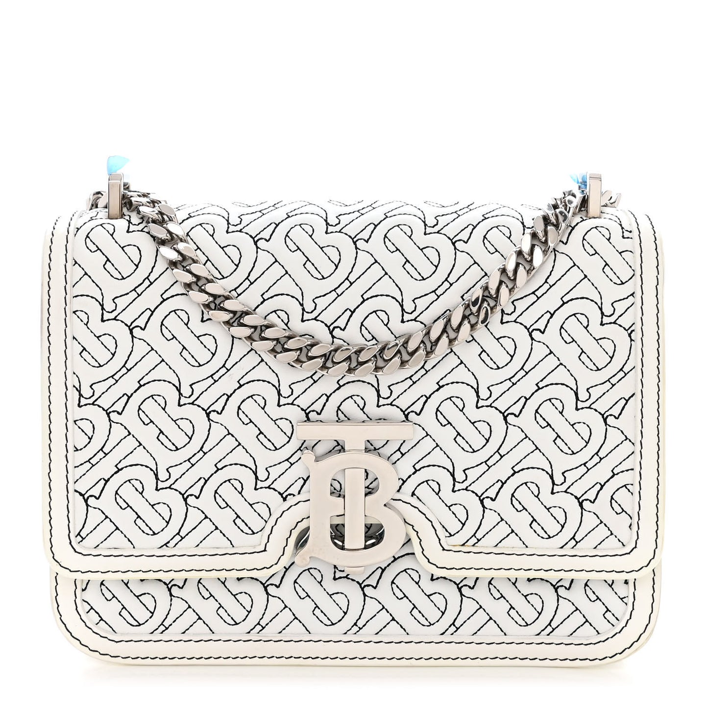 Calfskin Monogram Embossed Small TB Chain Bag Optic White