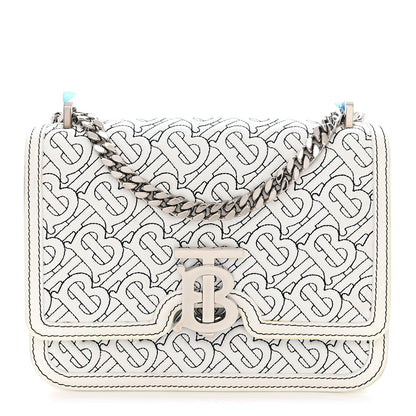 Burberry Calfskin Monogram Embossed Small TB Chain Bag Optic White 1 of 13