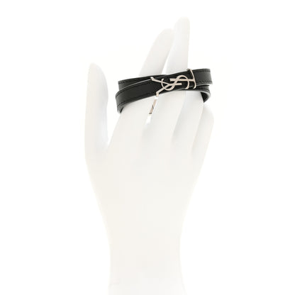 Saint Laurent Calfskin Opyum Double Wrap Bracelet Black 2 of 7