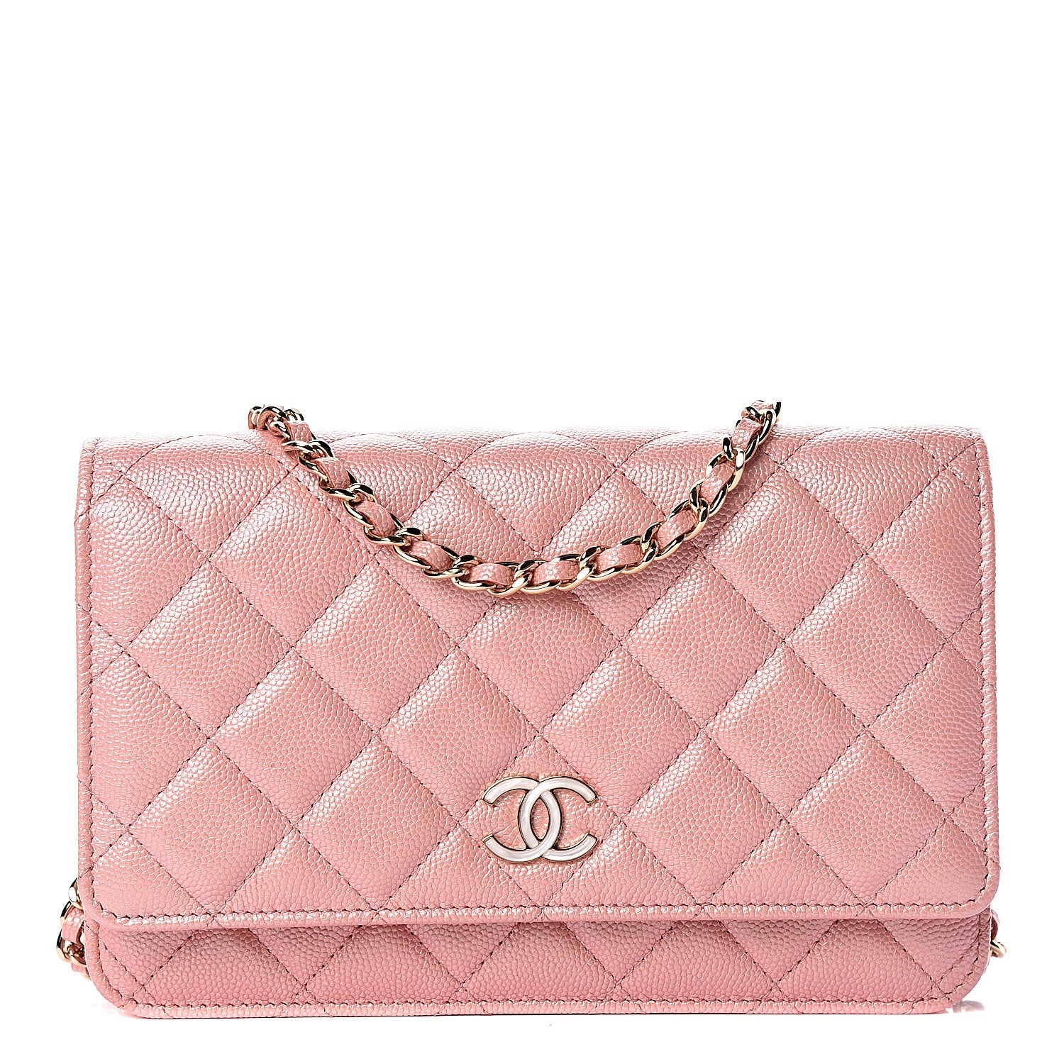 Chanel Iridescent Caviar Quilted Wallet on Chain WOC Rose Pink 1 of 11